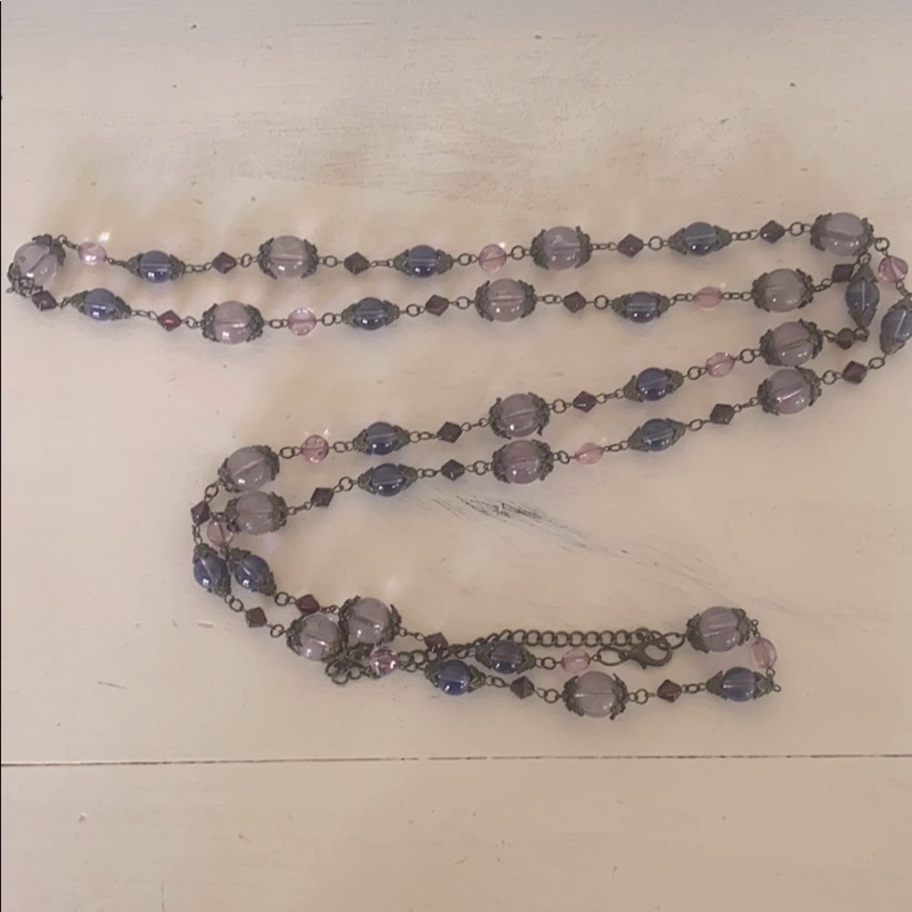Vintage necklace peuple plastic / bronze metal